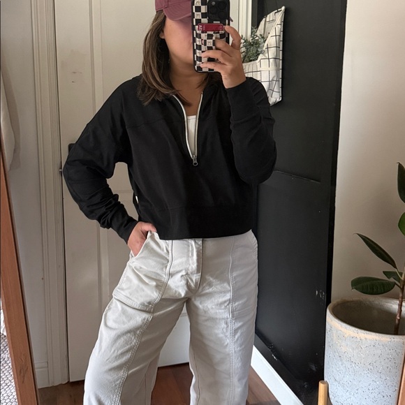 VUORI Restore Half Zip Hoodie in Washed Black. Size M - Picture 5 of 11